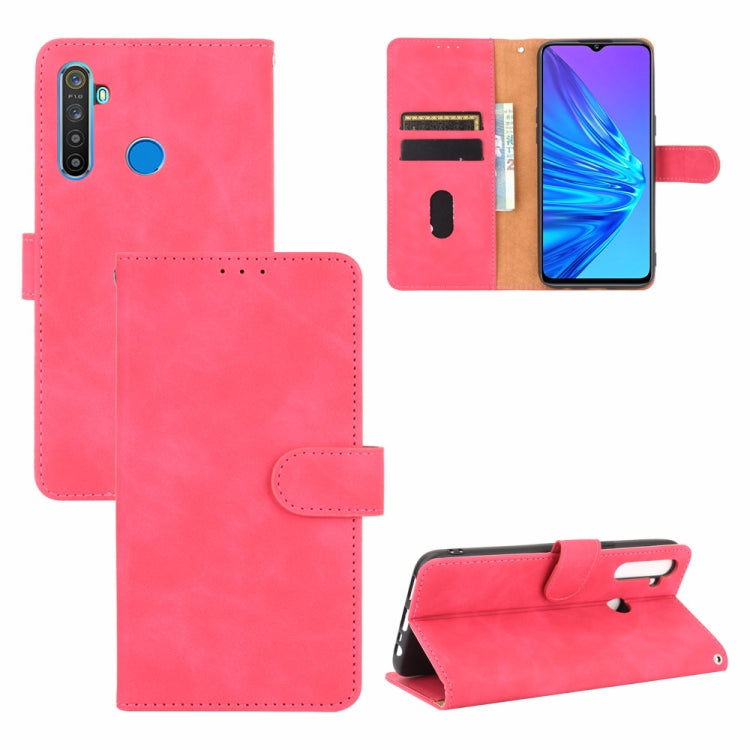 Tinta unita Skin Feel Fibbia magnetica Flip orizzontale Custodia in pelle PU con struttura in vitello con supporto e slot per schede e portafoglio, For OPPO Find X2 Pro, For OPPO Find X2, For OPPO Realme 5 Pro / Realme Q, For OPPO Realme 5 / Realme 5s