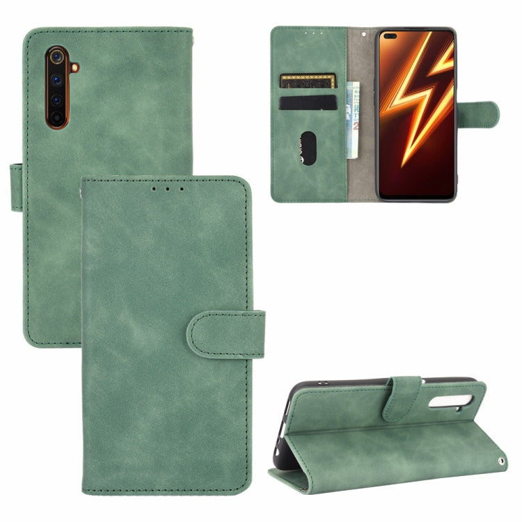 Tinta unita Skin Feel Fibbia magnetica Flip orizzontale Custodia in pelle PU con struttura in vitello con supporto e slot per schede e portafoglio, For OPPO Realme 6 Pro, For OPPO Realme 6, For OPPO Realme C11, For OPPO Realme C15