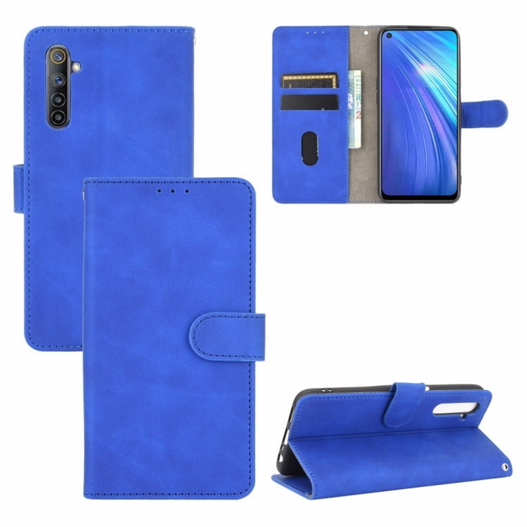 Tinta unita Skin Feel Fibbia magnetica Flip orizzontale Custodia in pelle PU con struttura in vitello con supporto e slot per schede e portafoglio, For OPPO Realme 6 Pro, For OPPO Realme 6, For OPPO Realme C11, For OPPO Realme C15