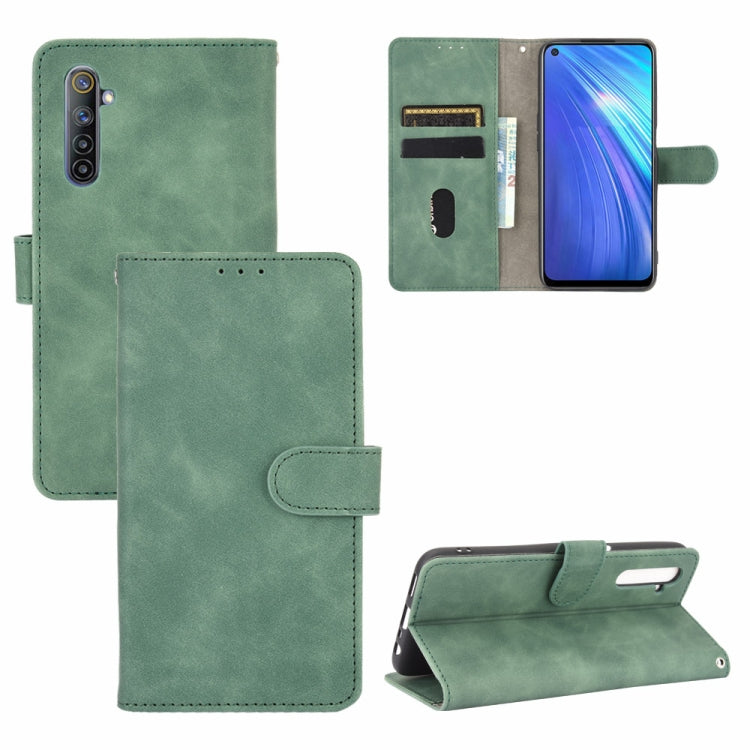 Tinta unita Skin Feel Fibbia magnetica Flip orizzontale Custodia in pelle PU con struttura in vitello con supporto e slot per schede e portafoglio, For OPPO Realme 6 Pro, For OPPO Realme 6, For OPPO Realme C11, For OPPO Realme C15