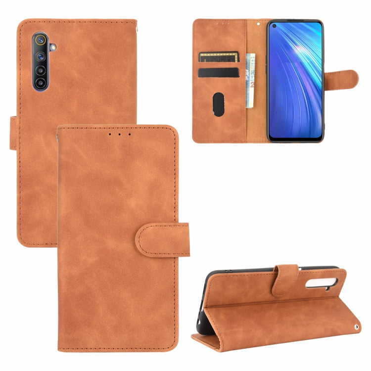 Tinta unita Skin Feel Fibbia magnetica Flip orizzontale Custodia in pelle PU con struttura in vitello con supporto e slot per schede e portafoglio, For OPPO Realme 6 Pro, For OPPO Realme 6, For OPPO Realme C11, For OPPO Realme C15