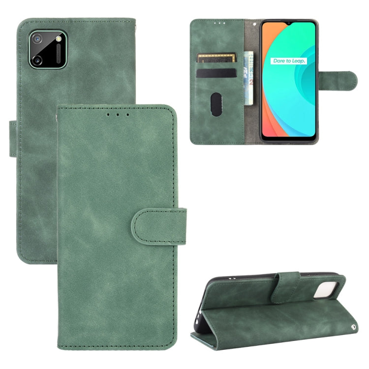 Tinta unita Skin Feel Fibbia magnetica Flip orizzontale Custodia in pelle PU con struttura in vitello con supporto e slot per schede e portafoglio, For OPPO Realme 6 Pro, For OPPO Realme 6, For OPPO Realme C11, For OPPO Realme C15