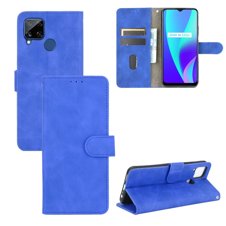 Tinta unita Skin Feel Fibbia magnetica Flip orizzontale Custodia in pelle PU con struttura in vitello con supporto e slot per schede e portafoglio, For OPPO Realme 6 Pro, For OPPO Realme 6, For OPPO Realme C11, For OPPO Realme C15