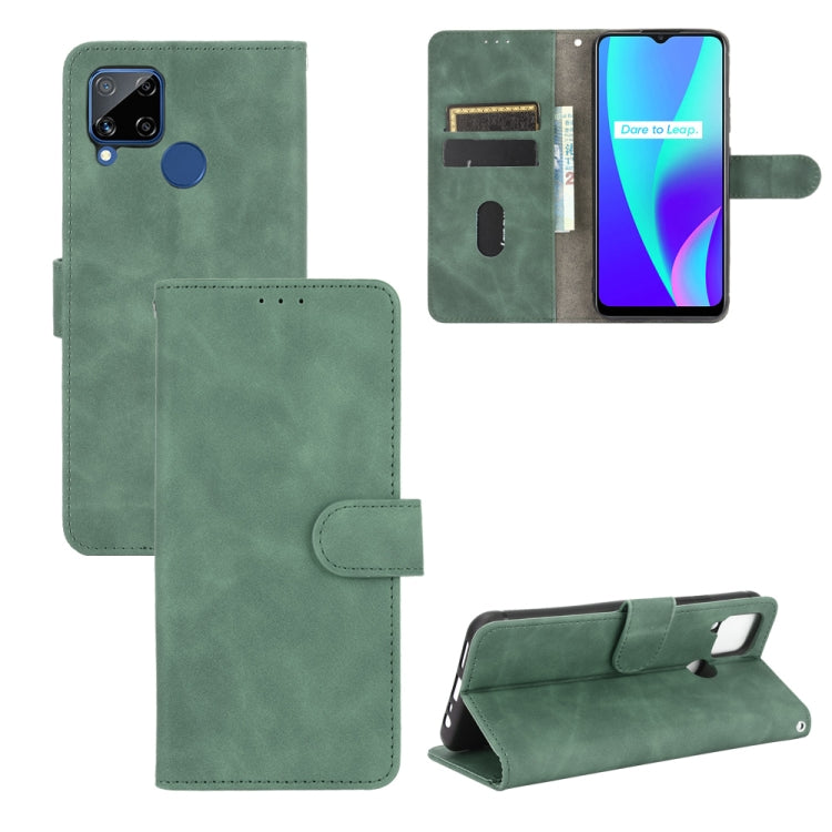 Tinta unita Skin Feel Fibbia magnetica Flip orizzontale Custodia in pelle PU con struttura in vitello con supporto e slot per schede e portafoglio, For OPPO Realme 6 Pro, For OPPO Realme 6, For OPPO Realme C11, For OPPO Realme C15