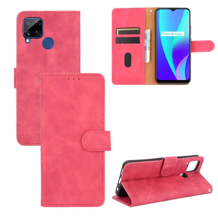 Tinta unita Skin Feel Fibbia magnetica Flip orizzontale Custodia in pelle PU con struttura in vitello con supporto e slot per schede e portafoglio, For OPPO Realme 6 Pro, For OPPO Realme 6, For OPPO Realme C11, For OPPO Realme C15