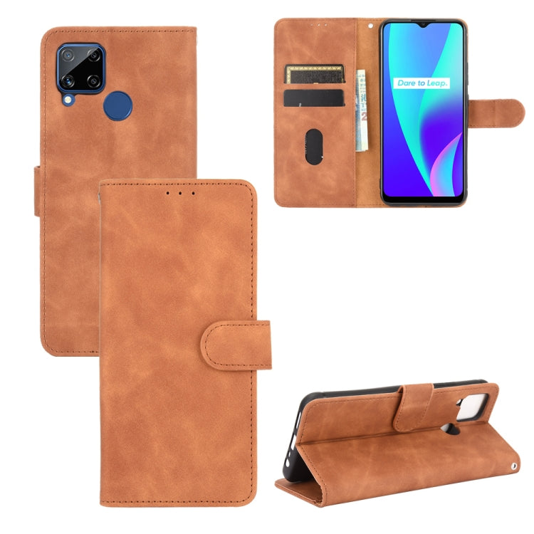 Tinta unita Skin Feel Fibbia magnetica Flip orizzontale Custodia in pelle PU con struttura in vitello con supporto e slot per schede e portafoglio, For OPPO Realme 6 Pro, For OPPO Realme 6, For OPPO Realme C11, For OPPO Realme C15