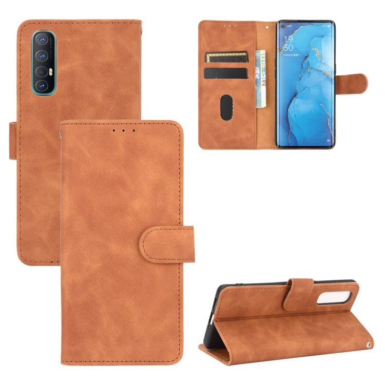 Tinta unita Skin Feel Fibbia magnetica Flip orizzontale Custodia in pelle PU con struttura in vitello con supporto e slot per schede e portafoglio, For OPPO Reno3 5G (Japanese Version), For OPPO Reno3 Pro 5G, For OPPO Reno3 A(Japanese Version)         ...