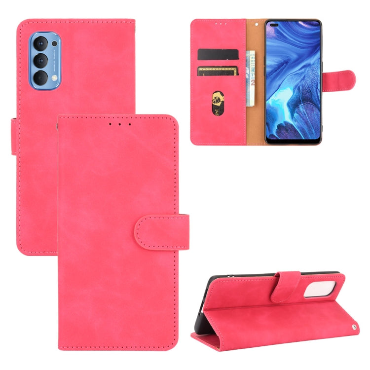Tinta unita Skin Feel Fibbia magnetica Flip orizzontale Custodia in pelle PU con struttura in vitello con supporto e slot per schede e portafoglio, For OPPO Reno3 5G (Japanese Version), For OPPO Reno3 Pro 5G, For OPPO Reno3 A(Japanese Version)         ...