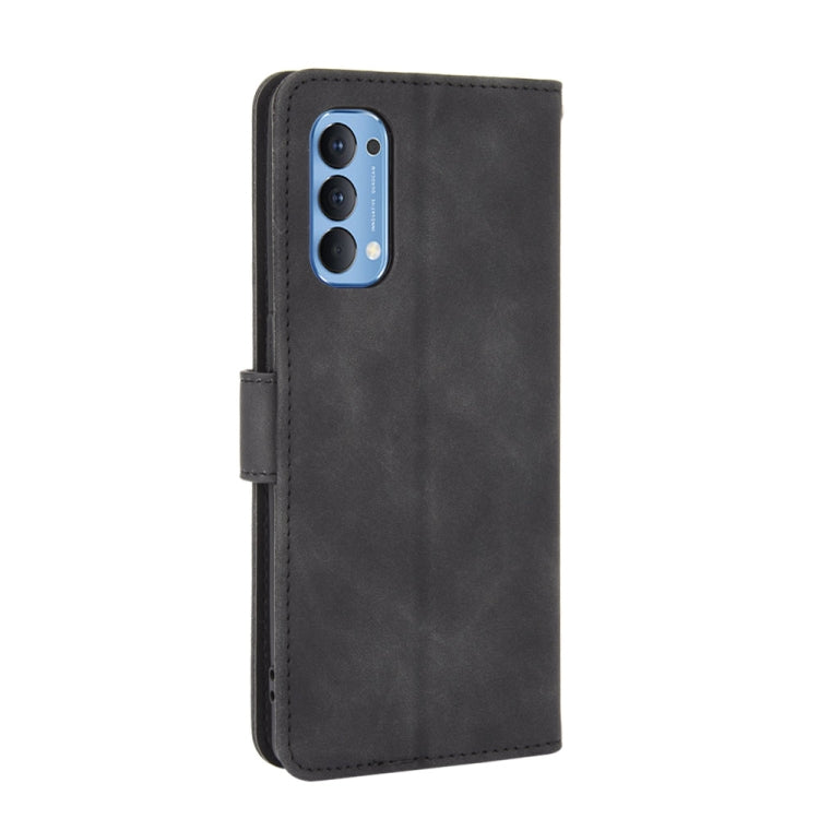 Tinta unita Skin Feel Fibbia magnetica Flip orizzontale Custodia in pelle PU con struttura in vitello con supporto e slot per schede e portafoglio, For OPPO Reno4 5G
