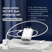 Caricabatterie rapido REMAX RP-U37 18W QC+PD con cavo da 1 m tipo C a 8 pin, US Plug, EU Plug