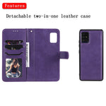 Custodia in pelle PU staccabile 2 in 1 tinta unita con slot per schede e supporto magnetico e cornice per foto, portafoglio e cinturino, For Samsung Galaxy A51 5G, For Samsung Galaxy A71 5G, For Samsung Galaxy A81 / Note 10 Lite                        ...
