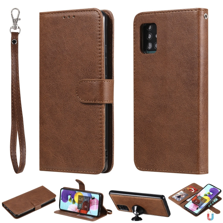 Custodia in pelle PU staccabile 2 in 1 tinta unita con slot per schede e supporto magnetico e cornice per foto, portafoglio e cinturino, For Samsung Galaxy A51 5G, For Samsung Galaxy A71 5G, For Samsung Galaxy A81 / Note 10 Lite                        ...