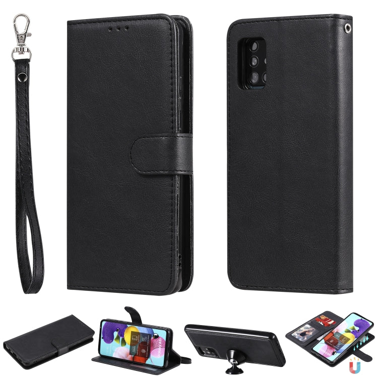 Custodia in pelle PU staccabile 2 in 1 tinta unita con slot per schede e supporto magnetico e cornice per foto, portafoglio e cinturino, For Samsung Galaxy A51 5G, For Samsung Galaxy A71 5G, For Samsung Galaxy A81 / Note 10 Lite                        ...
