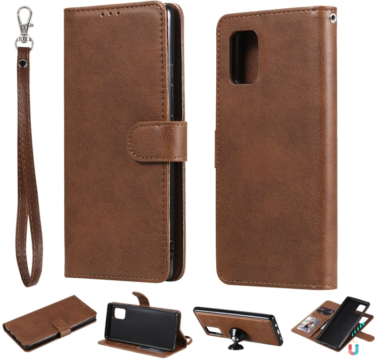 Custodia in pelle PU staccabile 2 in 1 tinta unita con slot per schede e supporto magnetico e cornice per foto, portafoglio e cinturino, For Samsung Galaxy A51 5G, For Samsung Galaxy A71 5G, For Samsung Galaxy A81 / Note 10 Lite                        ...