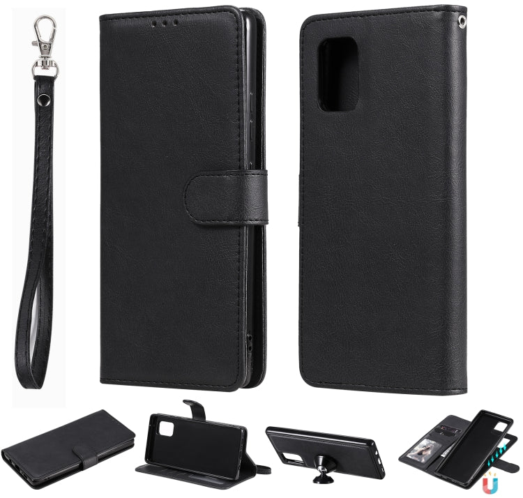 Custodia in pelle PU staccabile 2 in 1 tinta unita con slot per schede e supporto magnetico e cornice per foto, portafoglio e cinturino, For Samsung Galaxy A51 5G, For Samsung Galaxy A71 5G, For Samsung Galaxy A81 / Note 10 Lite                        ...