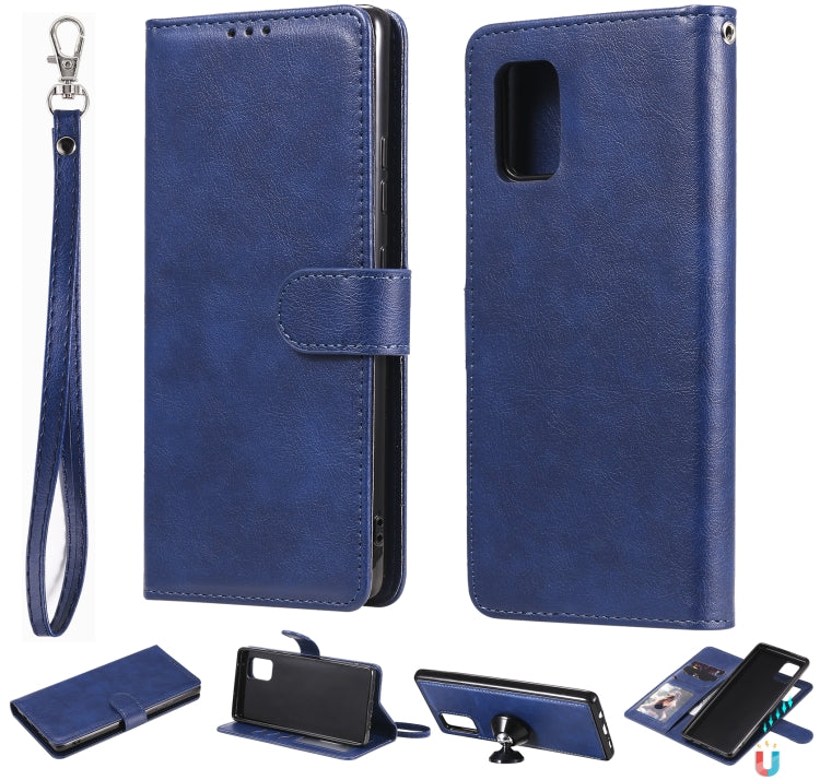 Custodia in pelle PU staccabile 2 in 1 tinta unita con slot per schede e supporto magnetico e cornice per foto, portafoglio e cinturino, For Samsung Galaxy A51 5G, For Samsung Galaxy A71 5G, For Samsung Galaxy A81 / Note 10 Lite                        ...