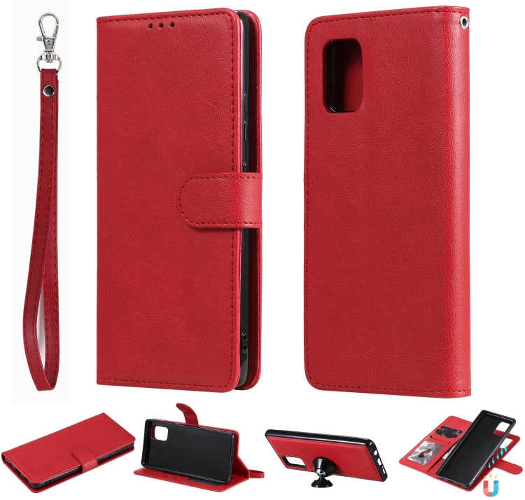Custodia in pelle PU staccabile 2 in 1 tinta unita con slot per schede e supporto magnetico e cornice per foto, portafoglio e cinturino, For Samsung Galaxy A51 5G, For Samsung Galaxy A71 5G, For Samsung Galaxy A81 / Note 10 Lite                        ...