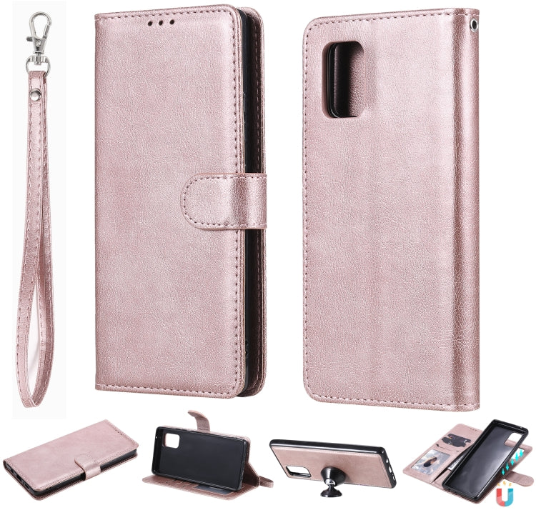 Custodia in pelle PU staccabile 2 in 1 tinta unita con slot per schede e supporto magnetico e cornice per foto, portafoglio e cinturino, For Samsung Galaxy A51 5G, For Samsung Galaxy A71 5G, For Samsung Galaxy A81 / Note 10 Lite                        ...