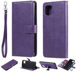 Custodia in pelle PU staccabile 2 in 1 tinta unita con slot per schede e supporto magnetico e cornice per foto, portafoglio e cinturino, For Samsung Galaxy A51 5G, For Samsung Galaxy A71 5G, For Samsung Galaxy A81 / Note 10 Lite                        ...
