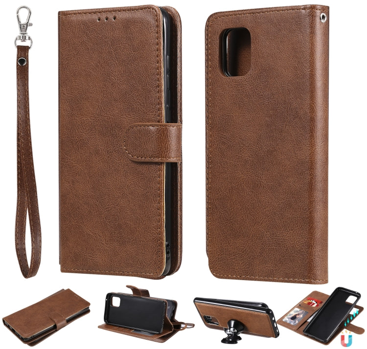 Custodia in pelle PU staccabile 2 in 1 tinta unita con slot per schede e supporto magnetico e cornice per foto, portafoglio e cinturino, For Samsung Galaxy A51 5G, For Samsung Galaxy A71 5G, For Samsung Galaxy A81 / Note 10 Lite                        ...