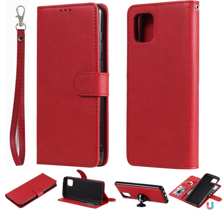 Custodia in pelle PU staccabile 2 in 1 tinta unita con slot per schede e supporto magnetico e cornice per foto, portafoglio e cinturino, For Samsung Galaxy A51 5G, For Samsung Galaxy A71 5G, For Samsung Galaxy A81 / Note 10 Lite                        ...