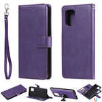 Custodia in pelle PU staccabile 2 in 1 tinta unita con slot per schede e supporto magnetico e cornice per foto, portafoglio e cinturino, For Samsung Galaxy A51 5G, For Samsung Galaxy A71 5G, For Samsung Galaxy A81 / Note 10 Lite                        ...