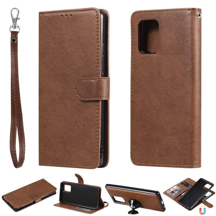Custodia in pelle PU staccabile 2 in 1 tinta unita con slot per schede e supporto magnetico e cornice per foto, portafoglio e cinturino, For Samsung Galaxy A51 5G, For Samsung Galaxy A71 5G, For Samsung Galaxy A81 / Note 10 Lite                        ...