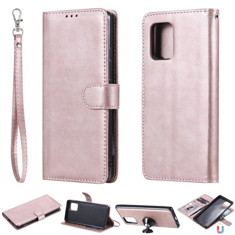 Custodia in pelle PU staccabile 2 in 1 tinta unita con slot per schede e supporto magnetico e cornice per foto, portafoglio e cinturino, For Samsung Galaxy A51 5G, For Samsung Galaxy A71 5G, For Samsung Galaxy A81 / Note 10 Lite                        ...