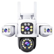 Telecamera WiFi wireless impermeabile IP66 con 3 lenti, panorama a 360 gradi HD da 2 MP, 15 Days Memory Card, 30 Days Memory Card