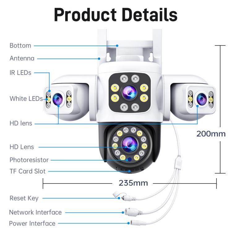 Telecamera WiFi wireless impermeabile IP66 360° 2MP