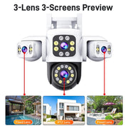 Telecamera WiFi wireless impermeabile IP66 con 3 lenti, panorama a 360 gradi HD da 2 MP, 15 Days Memory Card, 30 Days Memory Card