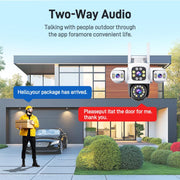 Telecamera WiFi wireless impermeabile IP66 con 3 lenti, panorama a 360 gradi HD da 2 MP, 15 Days Memory Card, 30 Days Memory Card