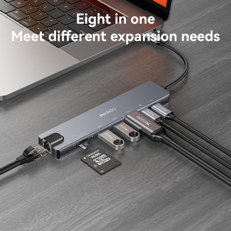 Yesido HB27 Hub 8 in 1 Type-C 3.1 con HDMI e RJ45