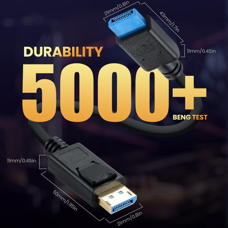 Cavo di collegamento DisplayPort 8K DP1.4 maschio-maschio per test di dispositivi, 0.3m, 1m