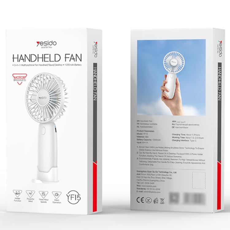 Ventilatore portatile Yesido YF15 Brushless a 3 velocità