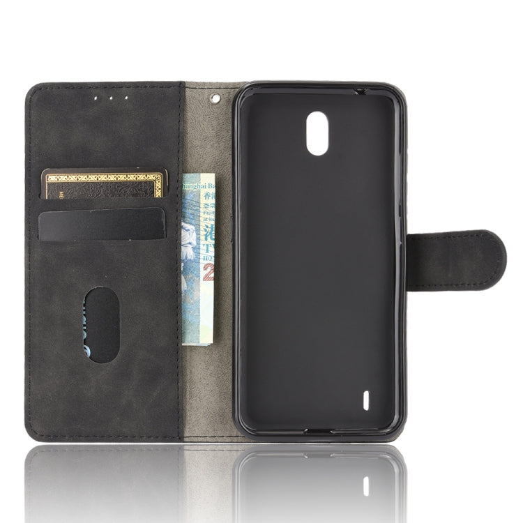 Tinta unita Skin Feel Fibbia magnetica Flip orizzontale Custodia in pelle PU con struttura in vitello con supporto e slot per schede e portafoglio, For Nokia C2