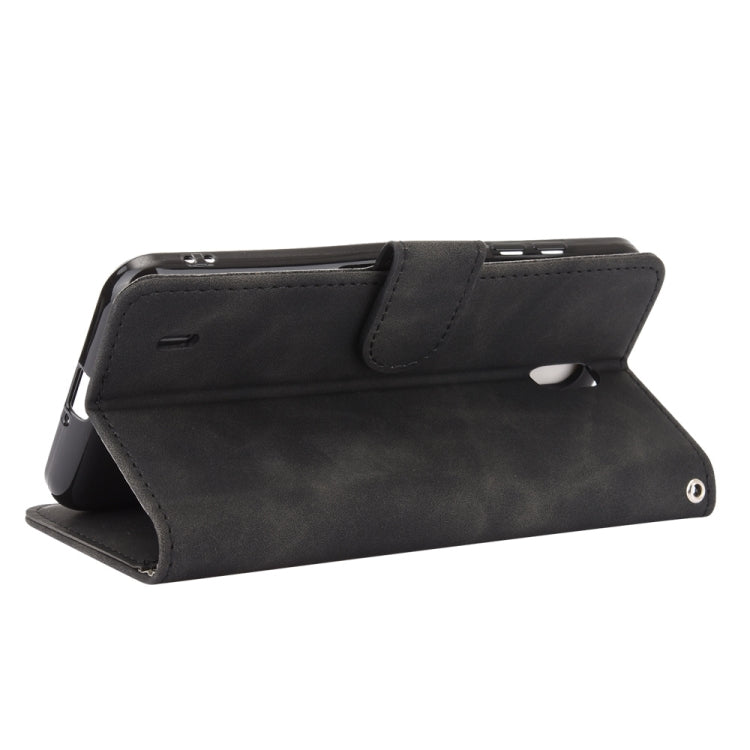 Tinta unita Skin Feel Fibbia magnetica Flip orizzontale Custodia in pelle PU con struttura in vitello con supporto e slot per schede e portafoglio, For Nokia C2