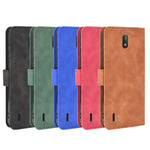 Tinta unita Skin Feel Fibbia magnetica Flip orizzontale Custodia in pelle PU con struttura in vitello con supporto e slot per schede e portafoglio, For Nokia C2