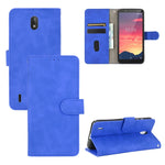 Tinta unita Skin Feel Fibbia magnetica Flip orizzontale Custodia in pelle PU con struttura in vitello con supporto e slot per schede e portafoglio, For Nokia C2
