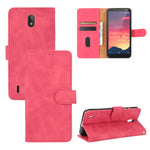 Tinta unita Skin Feel Fibbia magnetica Flip orizzontale Custodia in pelle PU con struttura in vitello con supporto e slot per schede e portafoglio, For Nokia C2