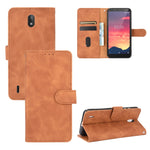 Tinta unita Skin Feel Fibbia magnetica Flip orizzontale Custodia in pelle PU con struttura in vitello con supporto e slot per schede e portafoglio, For Nokia C2