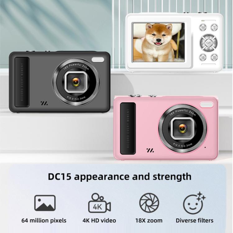 Fotocamera digitale DC15 4K UHD 64MP con zoom 18X
