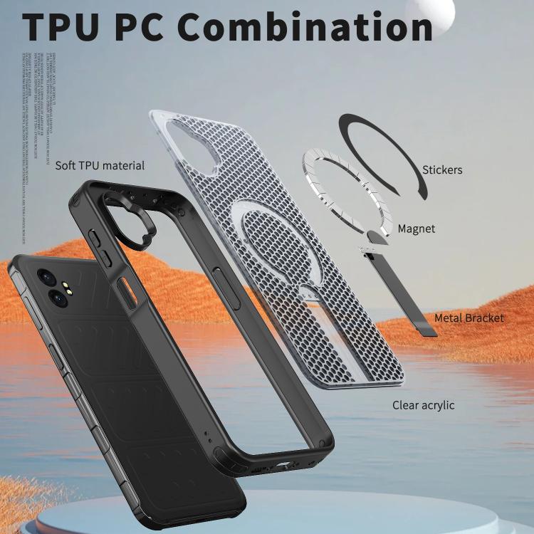 Custodia per telefono con supporto MagSafe di raffreddamento a nido d'ape, For Samsung Galaxy Xcover7 Pro, For Samsung Galaxy Xcover7, For Samsung Galaxy S24 Ultra 5G, For Samsung Galaxy S23+ 5G