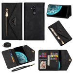 Custodia in pelle flip orizzontale con cerniera Skin Feel con supporto e slot per schede e cornice per foto e cordino e corda lunga, For Huawei Mate 20 Lite / Maimang 7