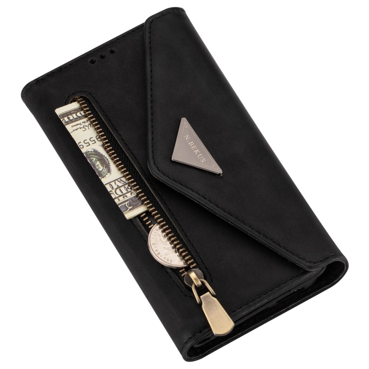Custodia in pelle flip orizzontale con cerniera Skin Feel con supporto e slot per schede e cornice per foto e cordino e corda lunga, For Huawei Mate 20 Lite / Maimang 7
