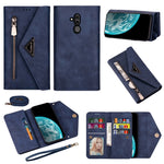 Custodia in pelle flip orizzontale con cerniera Skin Feel con supporto e slot per schede e cornice per foto e cordino e corda lunga, For Huawei Mate 20 Lite / Maimang 7