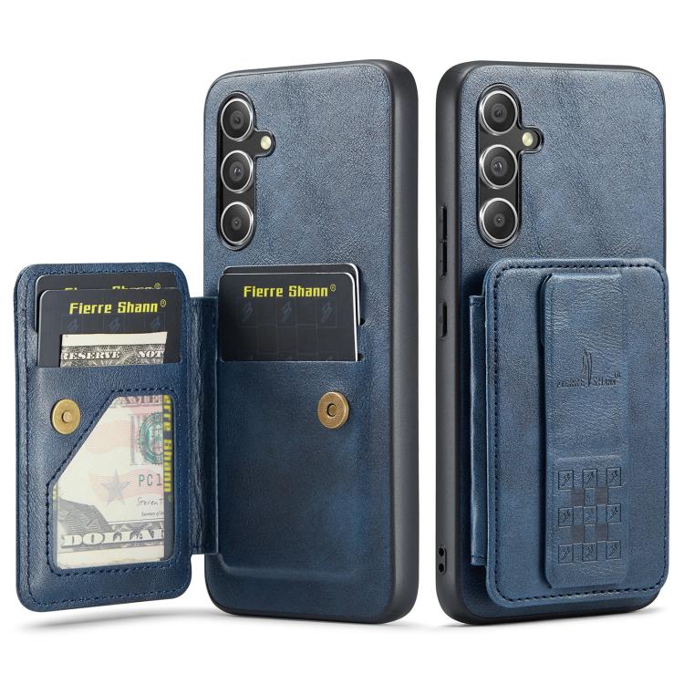 Fierre Shann FS-024 Custodia per telefono con porta carte in pelle di mucca cerata e olio, For Samsung Galaxy S26+ 5G, For Samsung Galaxy S26 Ultra 5G, For Samsung Galaxy S26 5G, For Samsung Galaxy S25 5G