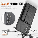 Fierre Shann FS-024 Custodia per telefono con porta carte in pelle di mucca cerata e olio, For Samsung Galaxy S25+ 5G, For Samsung Galaxy S25 Ultra 5G