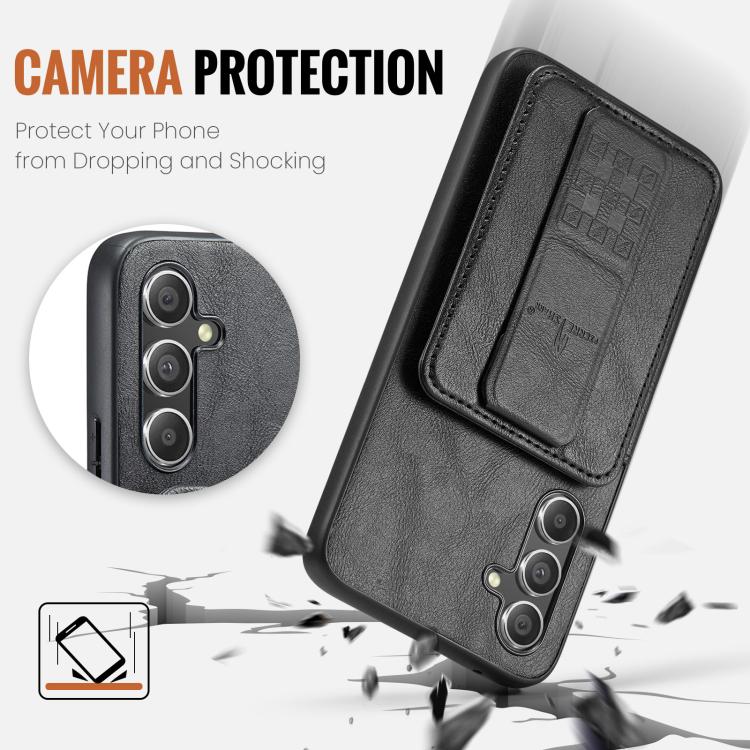 Fierre Shann FS-024 Custodia per telefono con porta carte in pelle di mucca cerata e olio, For Samsung Galaxy S25+ 5G, For Samsung Galaxy S25 Ultra 5G