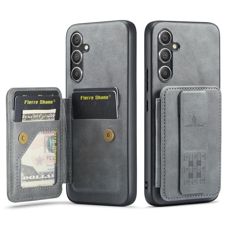 Fierre Shann FS-024 Custodia per telefono con porta carte in pelle di mucca cerata e olio, For Samsung Galaxy S25+ 5G, For Samsung Galaxy S25 Ultra 5G
